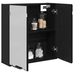 vidaXL Spiegelkast met plank Zwart Eiken 64 x 20 x 67 cm Bewerkt hout