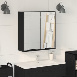 vidaXL Spiegelkast Zwart Eiken 64 x 20 x 67 cm Bewerkt hout