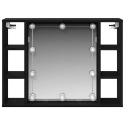 vidaXL Spiegelkast met plank Zwart Eiken 76 x 15 x 55 cm Bewerkt hout
