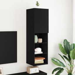 vidaXL Tv-meubelset 30,5 x 30 x 102 cm Zwart Eiken Bewerkt hout
