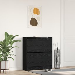 vidaXL Schoenenkast 80 x 21 x 87,5 cm Bewerkt hout Zwart Eiken