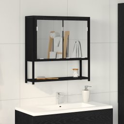 vidaXL Spiegelkast Zwart Eiken 60 x 16 x 60 cm Bewerkt hout