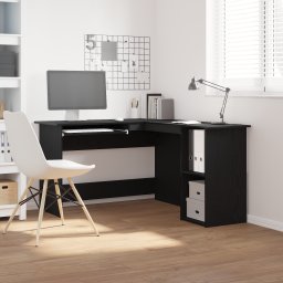vidaXL Hoekbureau Zwart Eiken 120 x 140 x 75 cm Bewerkt hout