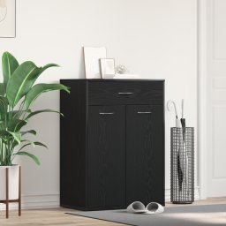 vidaXL Schoenenrek 60 x 35 x 84 cm Bewerkt hout Zwart Eiken