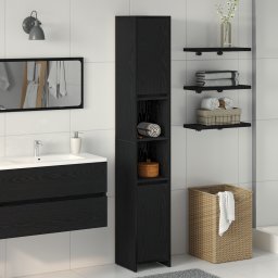 vidaXL Badkamer Kast Zwart Eiken 30 x 30 x 183,5 cm Bewerkt hout