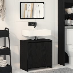 vidaXL Badkamer Kast Zwart Eiken 60 x 33 x 60 cm Bewerkt hout