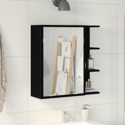 vidaXL Badkamer spiegelkast Zwart Eiken 62,5 x 20,5 x 64 cm