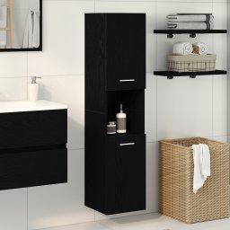 vidaXL Badkamer Kast Zwart Eiken 30 x 30 x 130 cm Bewerkt hout