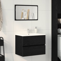vidaXL Badkamerkast Zwart eiken 60 x 38,5 x 45 cm Bewerkt hout