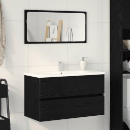 vidaXL Badkamerkast Zwart eiken 80 x 38,5 x 45 cm Bewerkt hout
