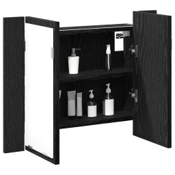 vidaXL Badkamer spiegelkast Zwart Eiken 60 x 12 x 45 cm Bewerkt hout