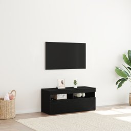 vidaXL TV-kast 90 x 35 x 40 cm Zwart Eiken Bewerkt hout