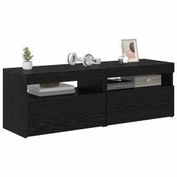 vidaXL TV-kast 2 st Zwart Eiken Bewerkt hout