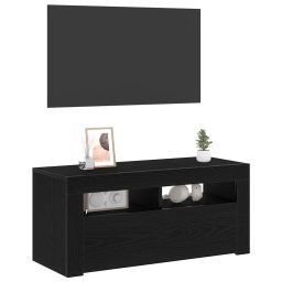 vidaXL TV-kast 90 x 35 x 40 cm Zwart Eiken Bewerkt hout