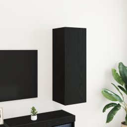 vidaXL Wand TV Kast 30,5 x 30 x 90 cm Zwart Eiken Bewerkt hout