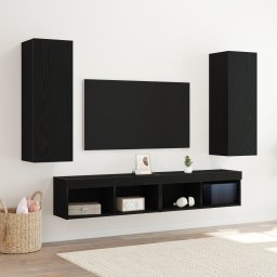 vidaXL Wand TV Kast 2 st Zwart Eiken Bewerkt hout