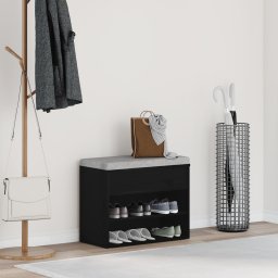 vidaXL Schoenenbank 60 x 30 x 45 cm Bewerkt hout Zwart Eiken