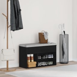 vidaXL Schoenenbank 80 x 30 x 45 cm Bewerkt hout Zwart Eiken