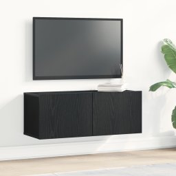 vidaXL TV-kast 2 st Zwart Eiken Bewerkt hout