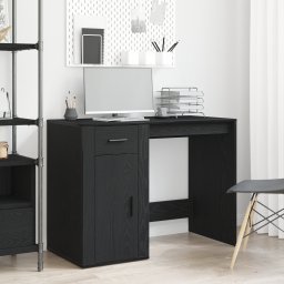 vidaXL Bureau Zwart Eiken 100 x 49 x 74 cm Bewerkt hout
