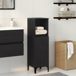 vidaXL Badkamer Kast Zwart Eiken 30 x 30 x 100 cm Bewerkt hout