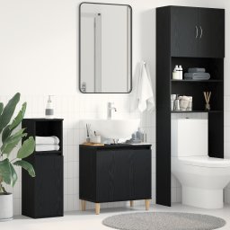 vidaXL Badkamertenk te kast Zwart Eiken 58 x 33 x 60 cm Bewerkt hout