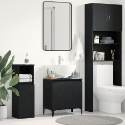 vidaXL Badkamertenk te kast Zwart Eiken 58 x 33 x 60 cm Bewerkt hout