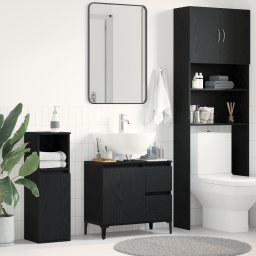 vidaXL Badkamer Kast Zwart Eiken 65 x 33 x 60 cm Bewerkt hout