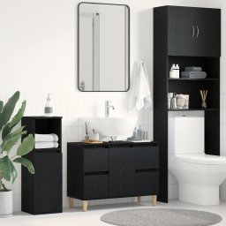 vidaXL Badkamertenk te kast Zwart Eiken 80 x 33 x 60 cm Bewerkt hout