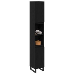 vidaXL Badkamer Kast Zwart Eiken 30 x 30 x 190 cm Bewerkt hout