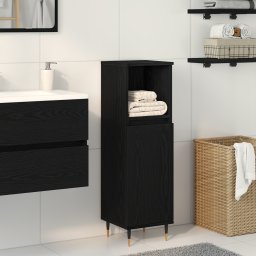 vidaXL Badkamer Kast Zwart Eiken 30 x 30 x 100 cm Bewerkt hout