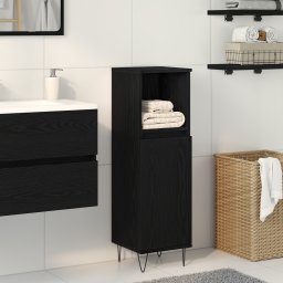 vidaXL Badkamer Kast Zwart Eiken 30 x 30 x 100 cm Bewerkt hout