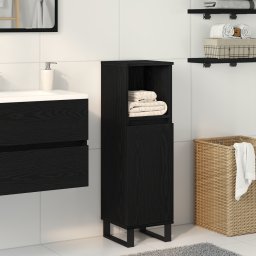 vidaXL Badkamer Kast Zwart Eiken 30 x 30 x 100 cm Bewerkt hout