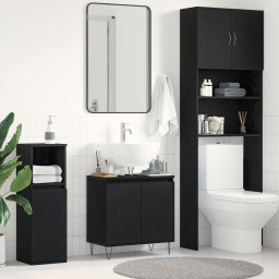 vidaXL Badkamertenk te kast Zwart Eiken 58 x 33 x 60 cm Bewerkt hout