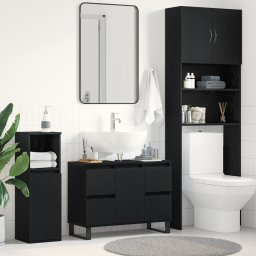 vidaXL Badkamer Kast Zwart Eiken 80 x 33 x 60 cm Bewerkt hout