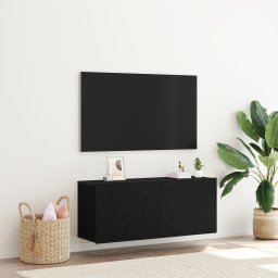 vidaXL Tv-meubelset 100 x 30 x 41 cm Zwart Eiken Bewerkt hout
