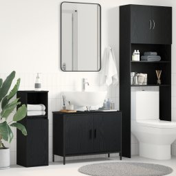 vidaXL Badkamer wastafelkast Zwart Eiken 80 x 30 x 60 cm Bewerkt hout