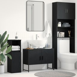vidaXL Badkamertenk te kast Zwart Eiken 80 x 30 x 60 cm Bewerkt hout