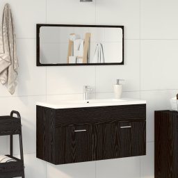 vidaXL Badkamermeubelset 2 st Zwart Eiken 90 x 38,5 x 46 cm