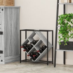 vidaXL Wijnrek 16 flessen Bewerkt hout Grijs Sonoma