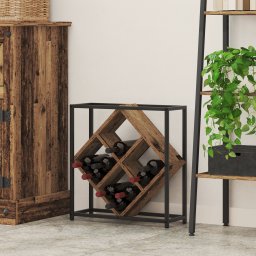 vidaXL Wijnrek 16 flessen Bewerkt hout Oudhout