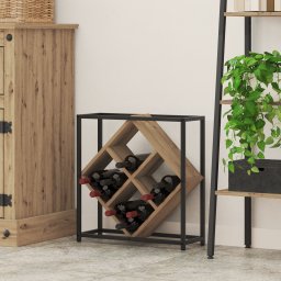 vidaXL Wijnrek 16 flessen Bewerkt hout Artisan Eiken