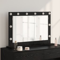 vidaXL Schmink Spiegel Zwart Eiken 80 x 15 x 18 cm Rechthoekig