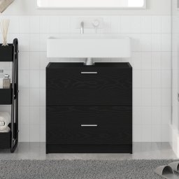 vidaXL Badkamer Kast Zwart Eiken 59 x 37 x 59 cm Bewerkt hout