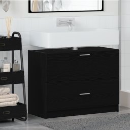 vidaXL Badkamer Kast Zwart Eiken 78 x 37 x 59 cm Bewerkt hout