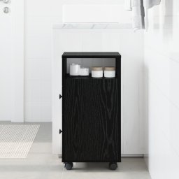vidaXL Badkamermeubelset 33 x 23 x 65 cm Bewerkt hout Zwart Eiken