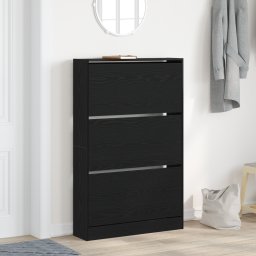 vidaXL Schoenenkast 80 x 21 x 125,5 cm Bewerkt hout Zwart Eiken