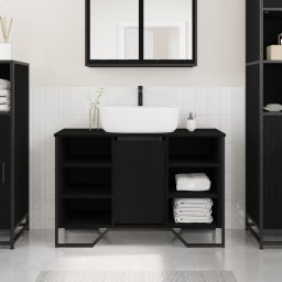 vidaXL Badkamertenk te kast Zwart Eiken 91 x 35 x 60 cm Bewerkt hout