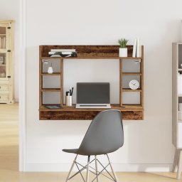 vidaXL Aan de muur bevestigd bureau Oud hout 105 x 48 x 75 cm