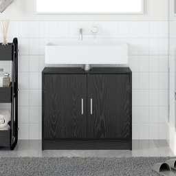 vidaXL Badkamer Kast Zwart Eiken 63 x 29 x 55 cm Bewerkt hout